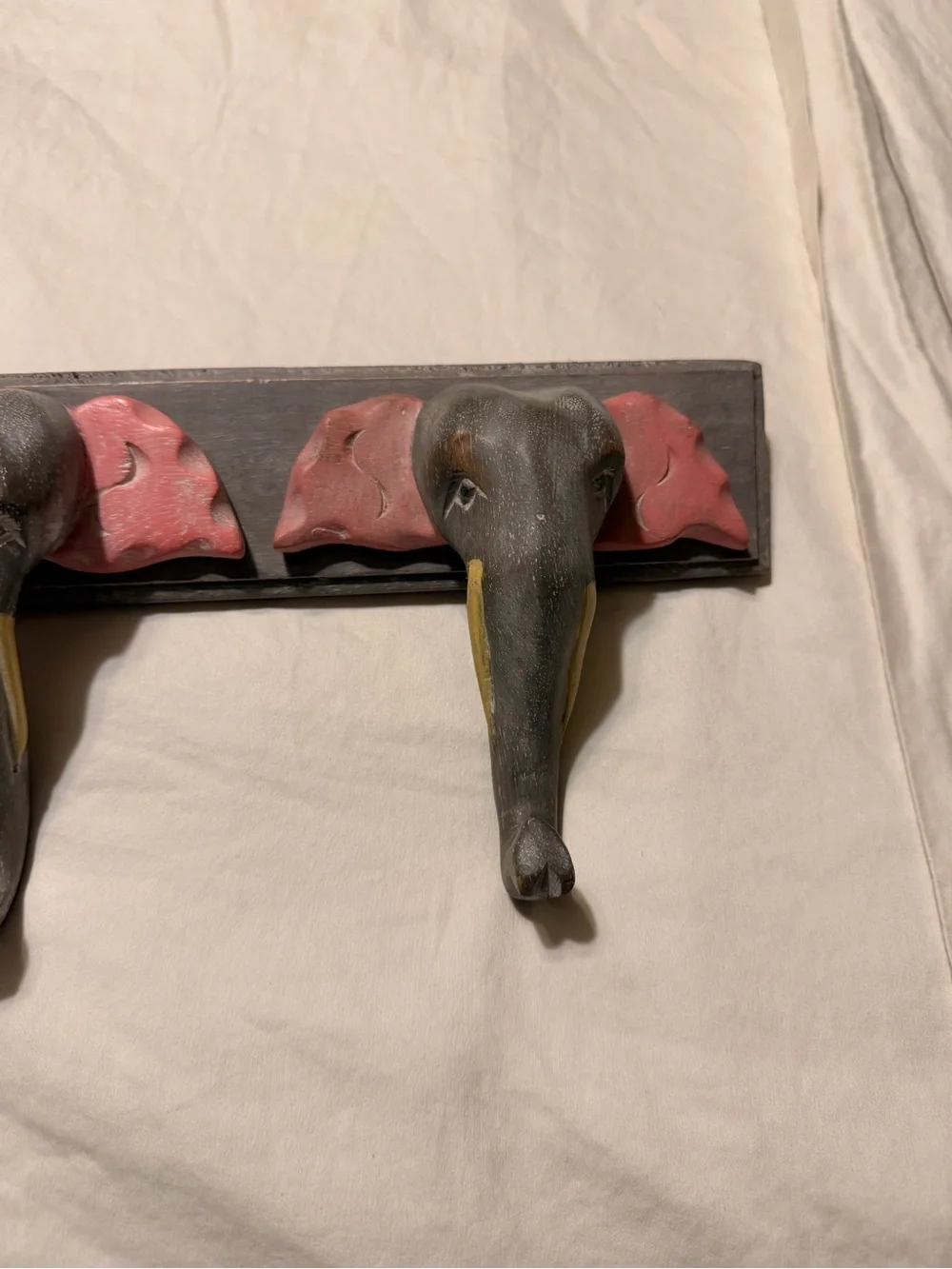 Handcrafted Elephant Wall Hook - Gray and Pink